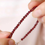 3MM Natural Garnet Beads Lucky Cuff Bracelet Glowing Dark Matter Gift
