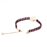 3MM Natural Red Garnet Woven Bracelets Yoga Tree Of Life Charm Chain Adjustable