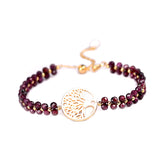3MM Natural Red Garnet Woven Bracelets Yoga Tree Of Life Charm Chain Adjustable
