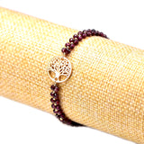 3MM Natural Red Garnet Woven Bracelets Yoga Tree Of Life Charm Chain Adjustable