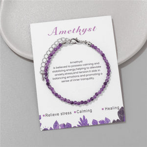 3MM Natural Stone Beads Bracelet Round Faceted Amethysts Turquoises Lapis