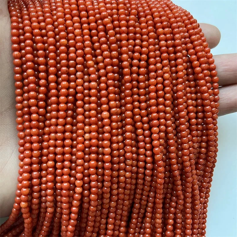 3MM Orange Red Coral Stone Round Beads for DIY Jewelry