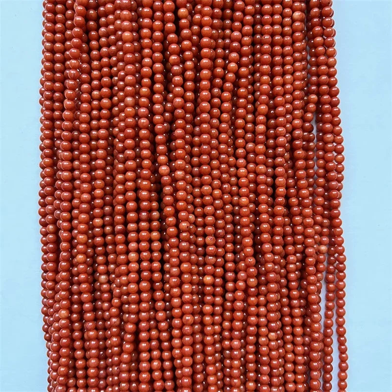 3MM Orange Red Coral Stone Round Beads for DIY Jewelry