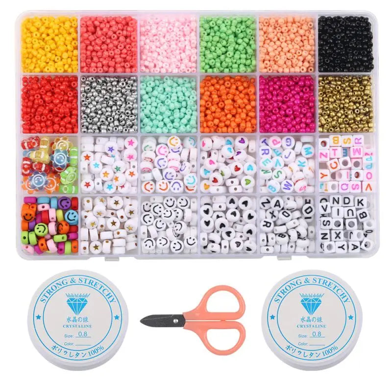 3MM Rainbow Seed Beads Polymer Clay Chips Beaded Bracelet Material Set