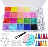 3MM Rainbow Seed Beads Kit Letter Beads Bracelet Necklace Jewelry Making Set