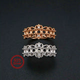 3MM Round Lace Frame Rose Plated 925 Silver 6 Stones Ring Settings