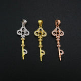 Vintage Key Rose Plated Pendant Setting Solid 925 Sterling Silver Charm
