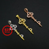 Vintage Key Rose Plated Pendant Setting Solid 925 Sterling Silver Charm