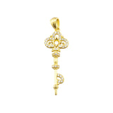 Vintage Key Rose Plated Pendant Setting Solid 925 Sterling Silver Charm
