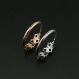 Adjustable 3MM Prong Ring 5 Stones Rose Plated 925 Sterling Silver