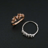 Adjustable 3MM Prong Ring 5 Stones Rose Plated 925 Sterling Silver