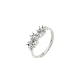 Adjustable 3MM Prong Ring 5 Stones Rose Plated 925 Sterling Silver