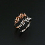 Adjustable 3MM Prong Ring 5 Stones Rose Plated 925 Sterling Silver