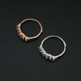 Adjustable 3MM Prong Ring 5 Stones Rose Plated 925 Sterling Silver