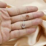 Moon Star Round Prong Ring Setting Solid 925 Sterling Silver Adjustable