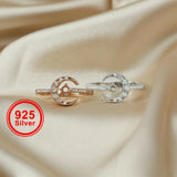 Moon Star Round Prong Ring Setting Solid 925 Sterling Silver Adjustable