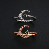 Moon Star Round Prong Ring Setting Solid 925 Sterling Silver Adjustable