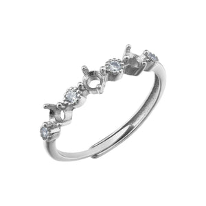 3MM Round Prong Ring Settings 925 Silver Rose Plated DIY Set