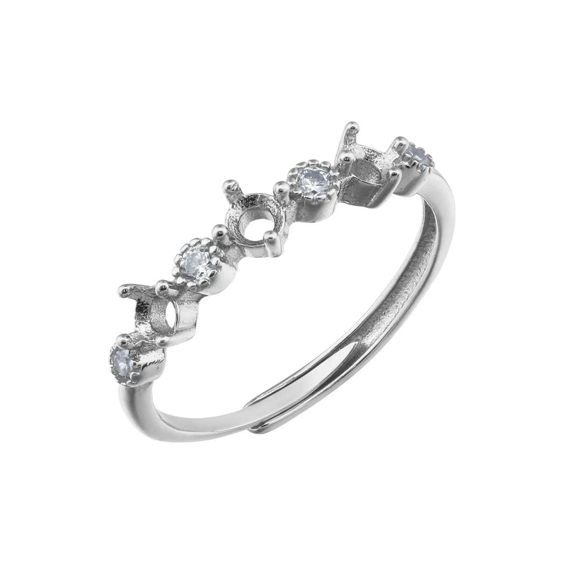 3MM Round Prong Ring Settings 925 Silver Rose Plated DIY Set