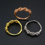 925 Silver Rose Plated Prong Ring Settings Stackable 4 Stones