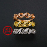 925 Silver Rose Plated Prong Ring Settings Stackable 4 Stones