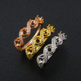 925 Silver Rose Plated Prong Ring Settings Stackable 4 Stones