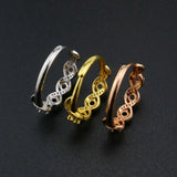 925 Silver Rose Plated Prong Ring Settings Stackable 4 Stones