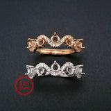 Wave Curve Rose Plated 925 Silver DIY Ring Setting Blank