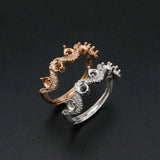 Wave Curve Rose Plated 925 Silver DIY Ring Setting Blank