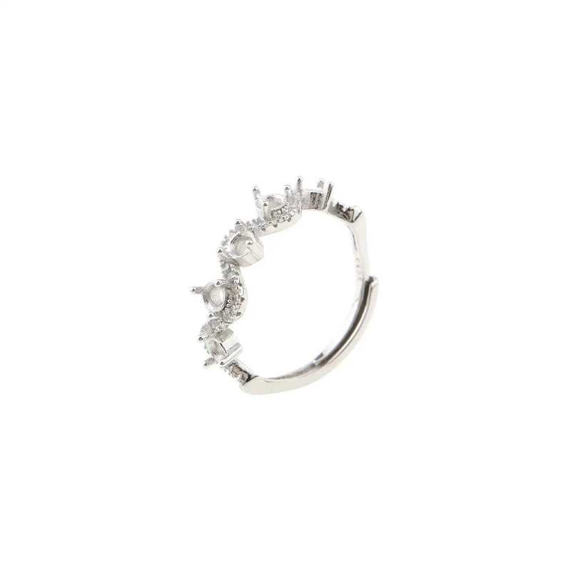 Wave Curve Rose Plated 925 Silver DIY Ring Setting Blank