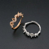 Wave Curve Rose Plated 925 Silver DIY Ring Setting Blank