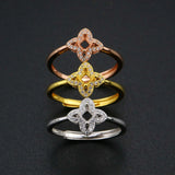 3MM Flower Prong Ring Settings Silver Rose Plated DIY Adjustable Bezel