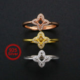3MM Flower Prong Ring Settings Silver Rose Plated DIY Adjustable Bezel
