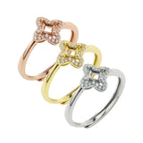 3MM Flower Prong Ring Settings Silver Rose Plated DIY Adjustable Bezel
