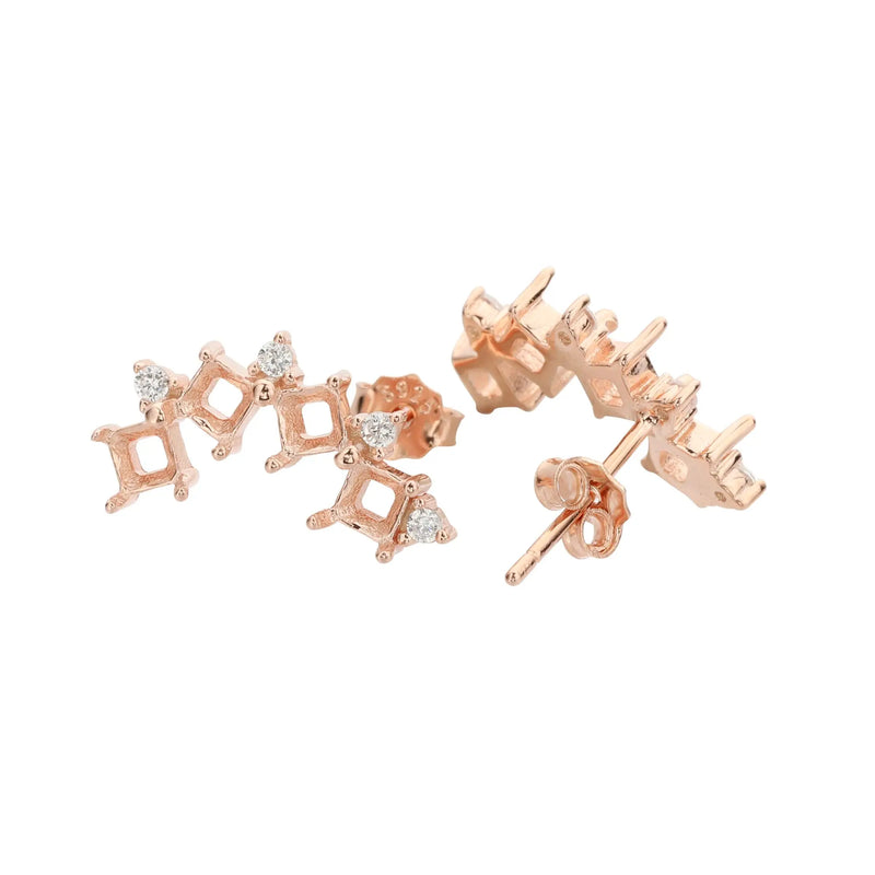 925 Sterling Silver Rose Plated Earrings