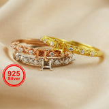 Vintage Style 925 Silver Square Ring Setting Rose Plated