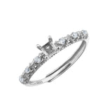 Vintage Style 925 Silver Square Ring Setting Rose Plated