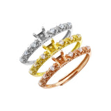 Vintage Style 925 Silver Square Ring Setting Rose Plated
