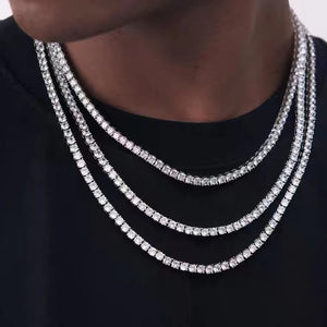 3MM Tennis Chain Hip Hop Cubic Zirconia Crystal Chain 16-30 Inch