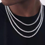 3MM Tennis Chain Hip Hop Cubic Zirconia Crystal Chain 16-30 Inch