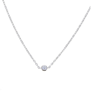 3MM CZ Bezel Silver Chain Choker Necklace 925 Sterling Silver
