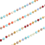 Colorful Stainless Steel Link Chain Glass Beads Bracelet Necklace DIY