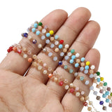Faceted Crystal Glass Beads w/ Stainless Steel Chain