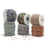 Faceted Crystal Glass Beads w/ Stainless Steel Chain
