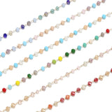 Faceted Crystal Glass Beads w/ Stainless Steel Chain