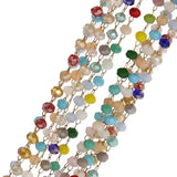 Faceted Crystal Glass Beads w/ Stainless Steel Chain