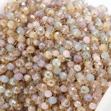 Faceted Crystal Glass Beads w/ Stainless Steel Chain