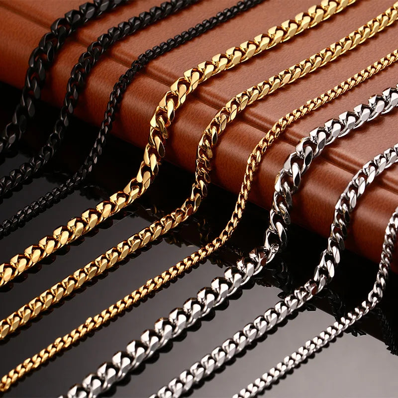 Cuban Link Chain Stainless Steel Necklace Plated Men's Jewelry