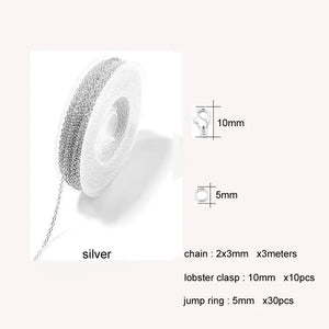 3M Bulk Link Chain With Jump Rings Lobster Clasps Necklace Chains DIY