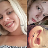 3PC Hoop Nose Ring Lip Septum Tragus Cartilage Earring Eyebrow Body Jewelry 16G